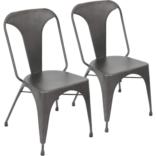 Austin Dining Chair in Matte Grey Metal (Set of 2)